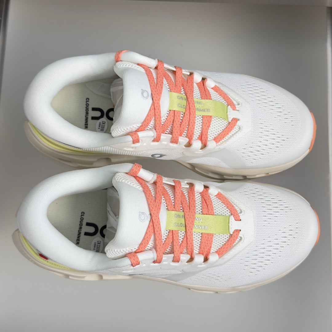 On Cloudrunner 3 White & Coral Sneakers