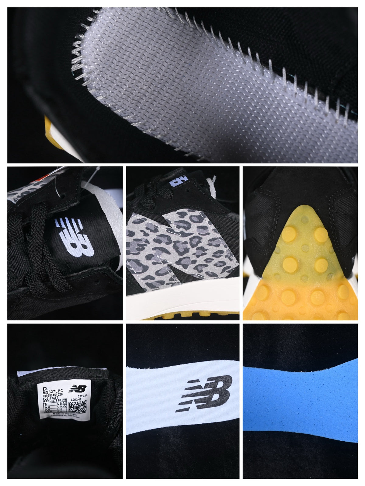 New Balance 327 Black & Patterned White Sneakers