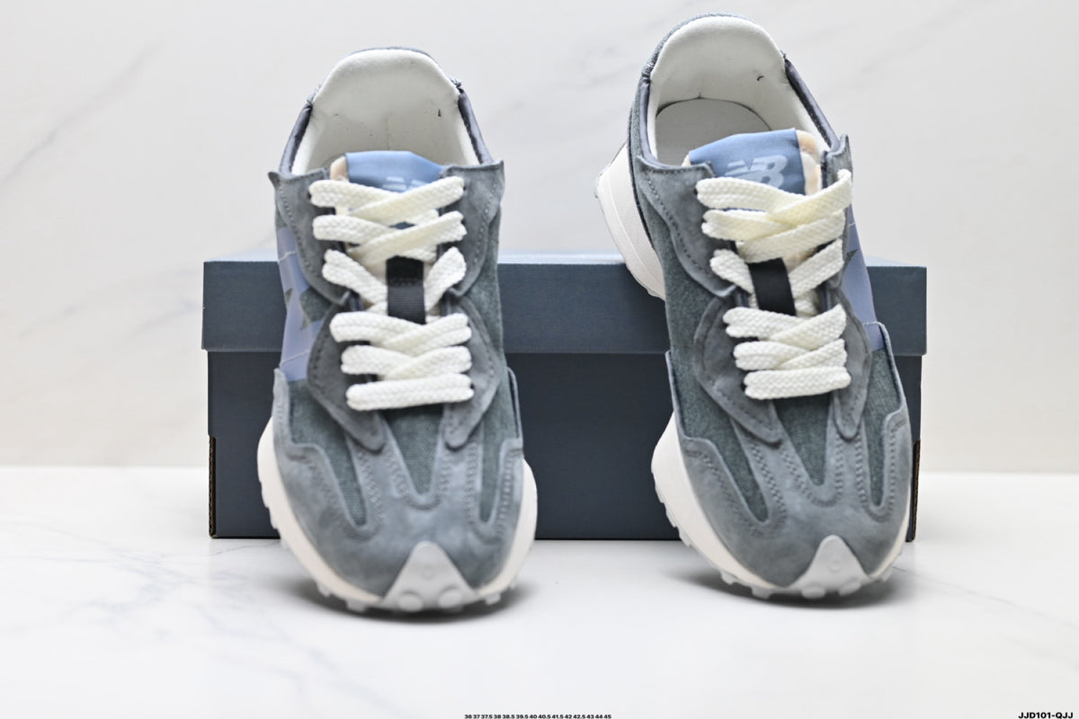 New Balance 327 Grey & Blue Sneakers