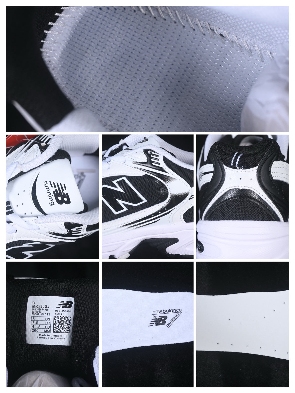 New Balance 530 Black & White Sneakers