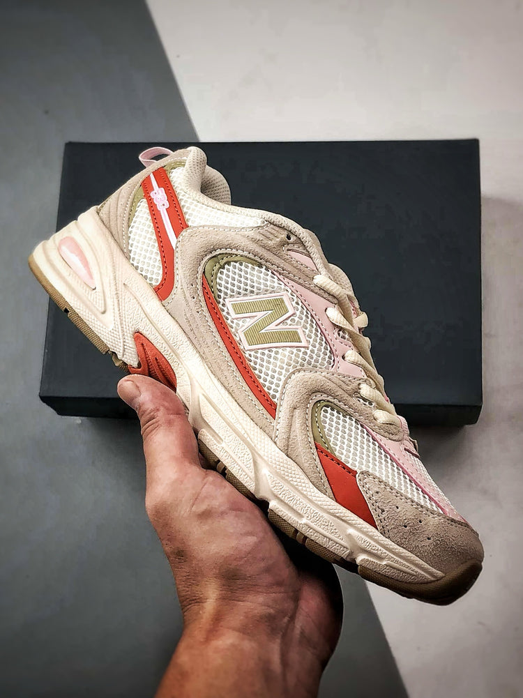 New Balance 530 Cream, Red & Green Sneakers