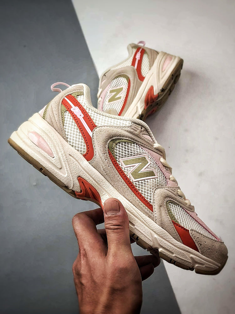 New Balance 530 Cream, Red & Green Sneakers