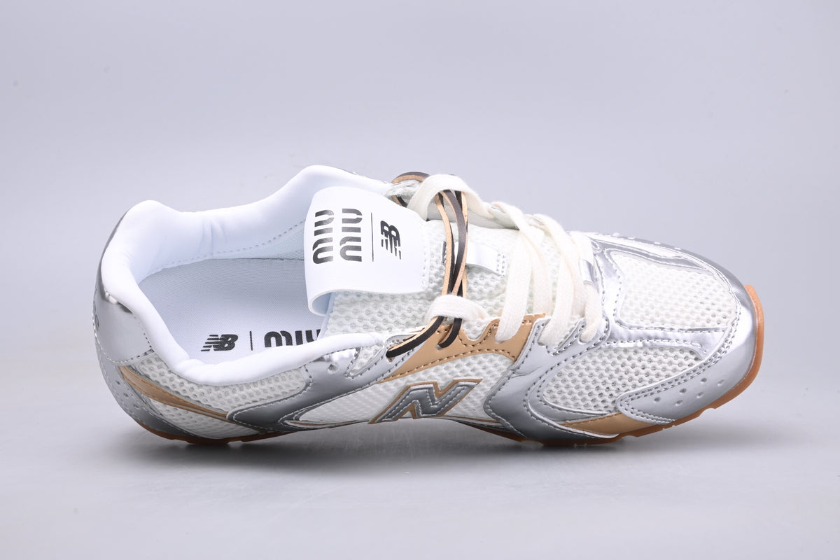 Miu Miu x New Balance 530 SL White & Silver Retro Low-Top Lifestyle Sneakers