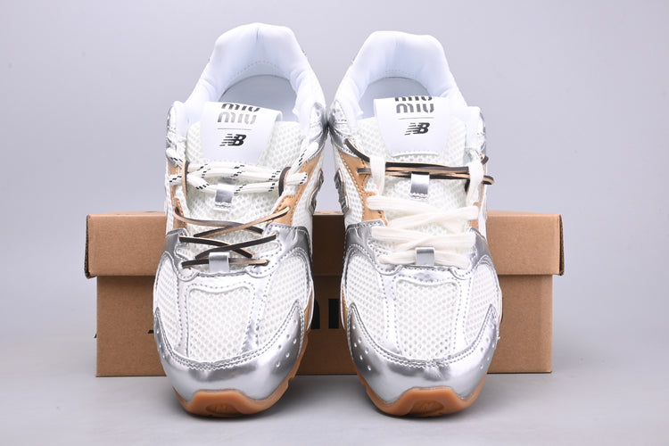 Miu Miu x New Balance 530 SL White & Silver Retro Low-Top Lifestyle Sneakers
