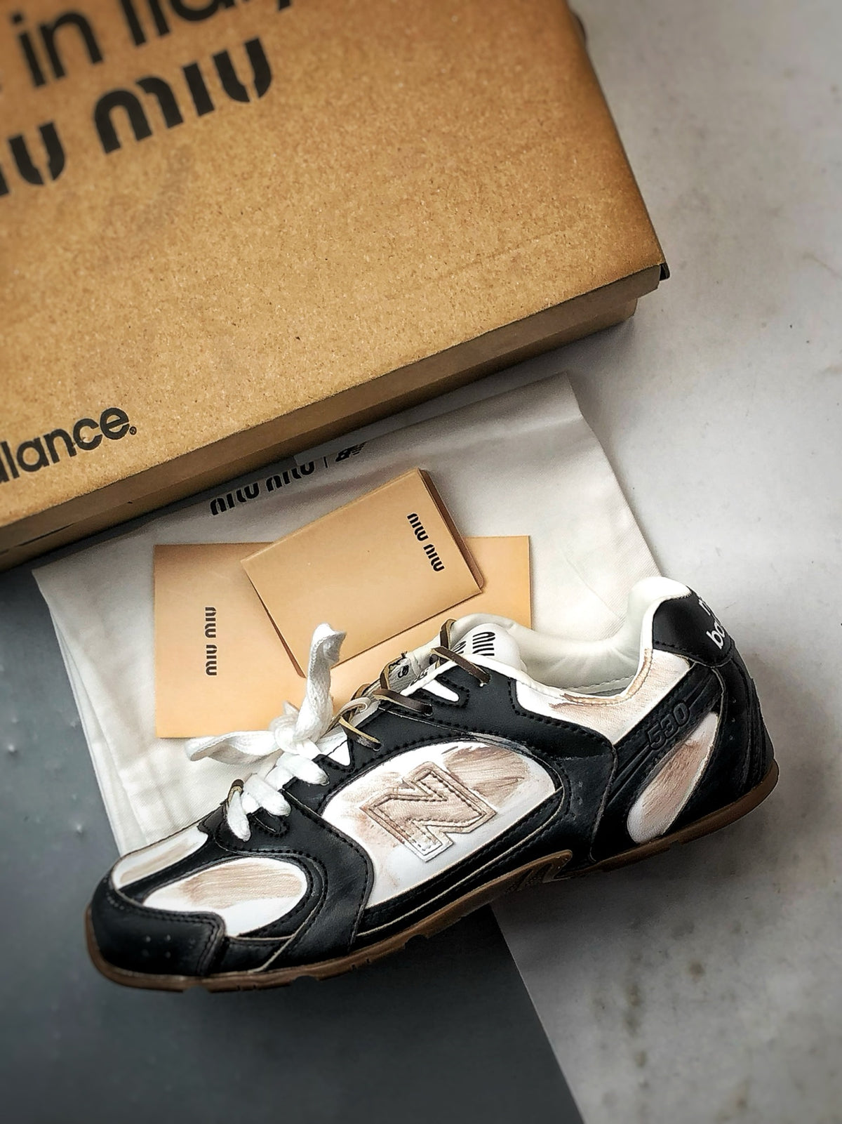 Miu Miu x New Balance 530 SL Black & Cream Retro Low-Top Lifestyle Sneakers
