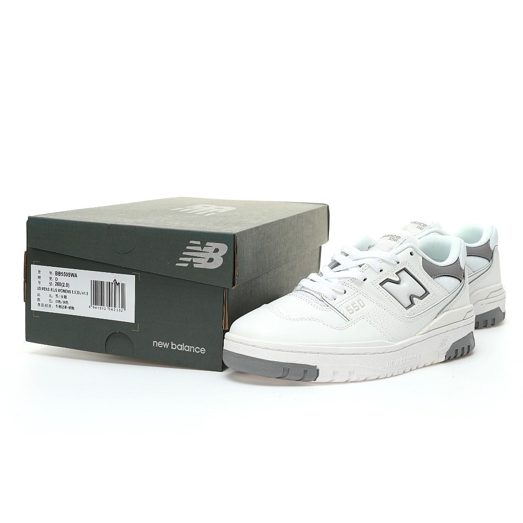 New Balance 550 White & Grey Retro Basketball-Inspired Lifestyle Sneakers