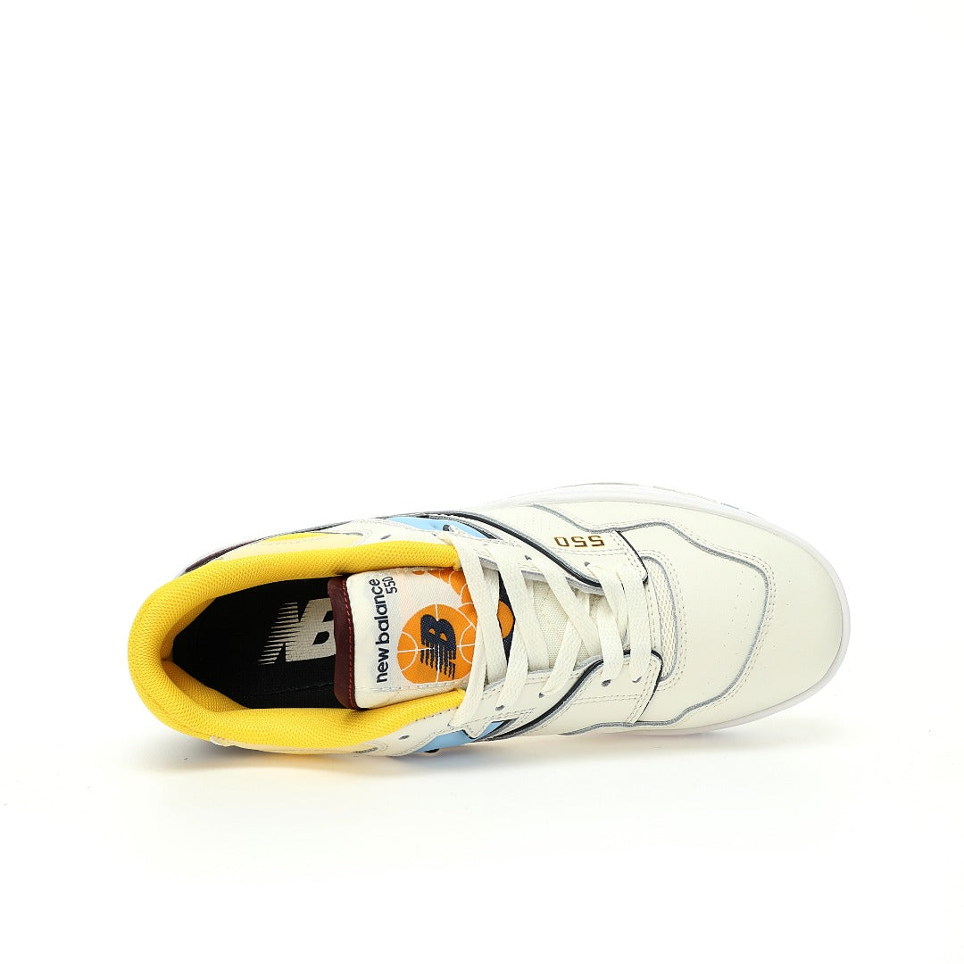 New Balance 550 White, Blue & Yellow Retro Low-Top Lifestyle Sneakers