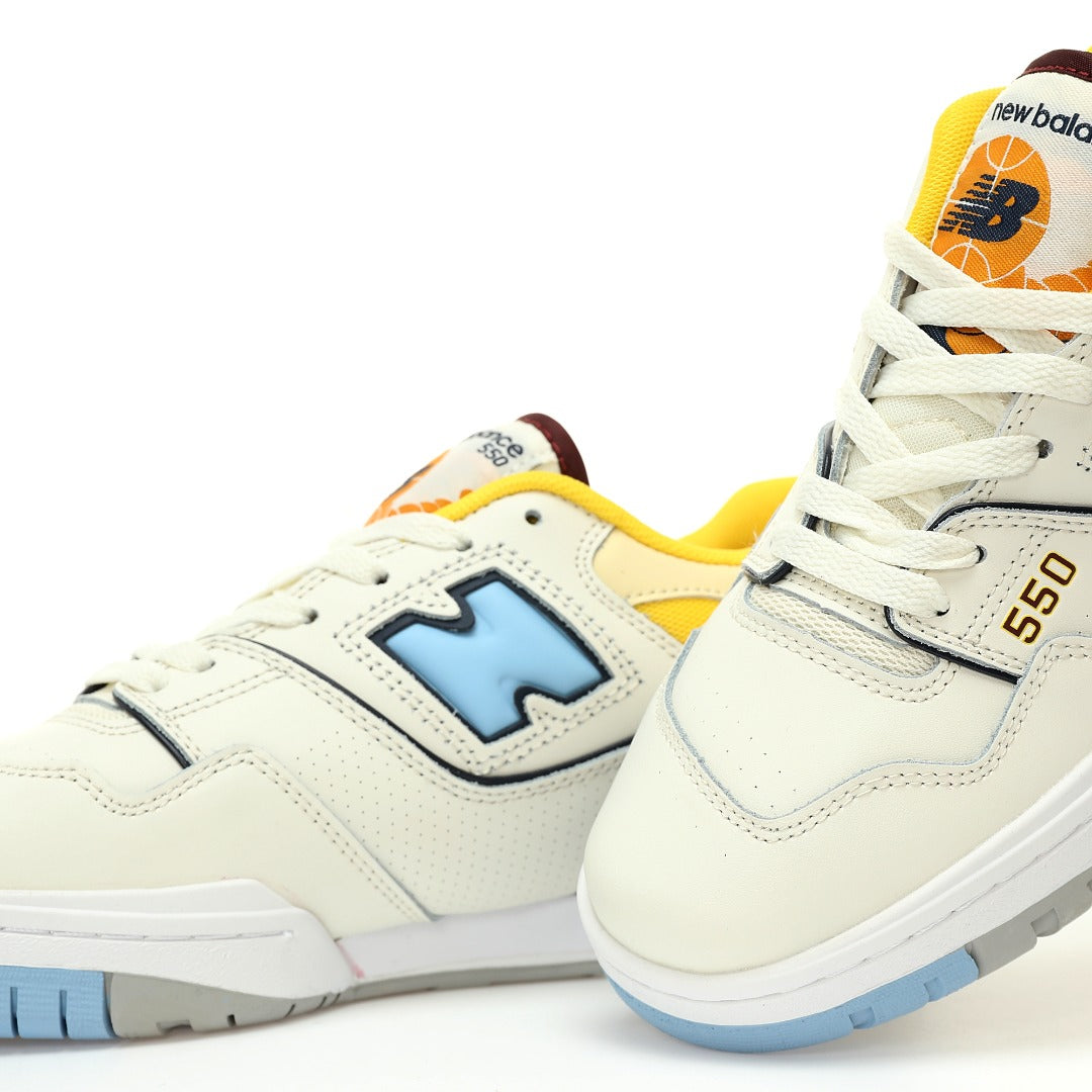 New Balance 550 White, Blue & Yellow Retro Low-Top Lifestyle Sneakers