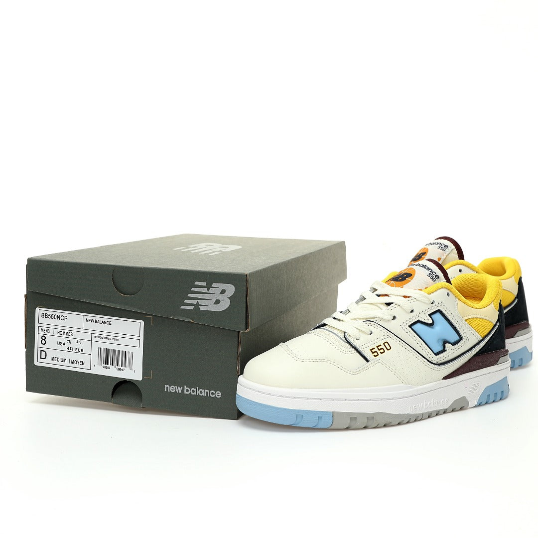 New Balance 550 White, Blue & Yellow Retro Low-Top Lifestyle Sneakers