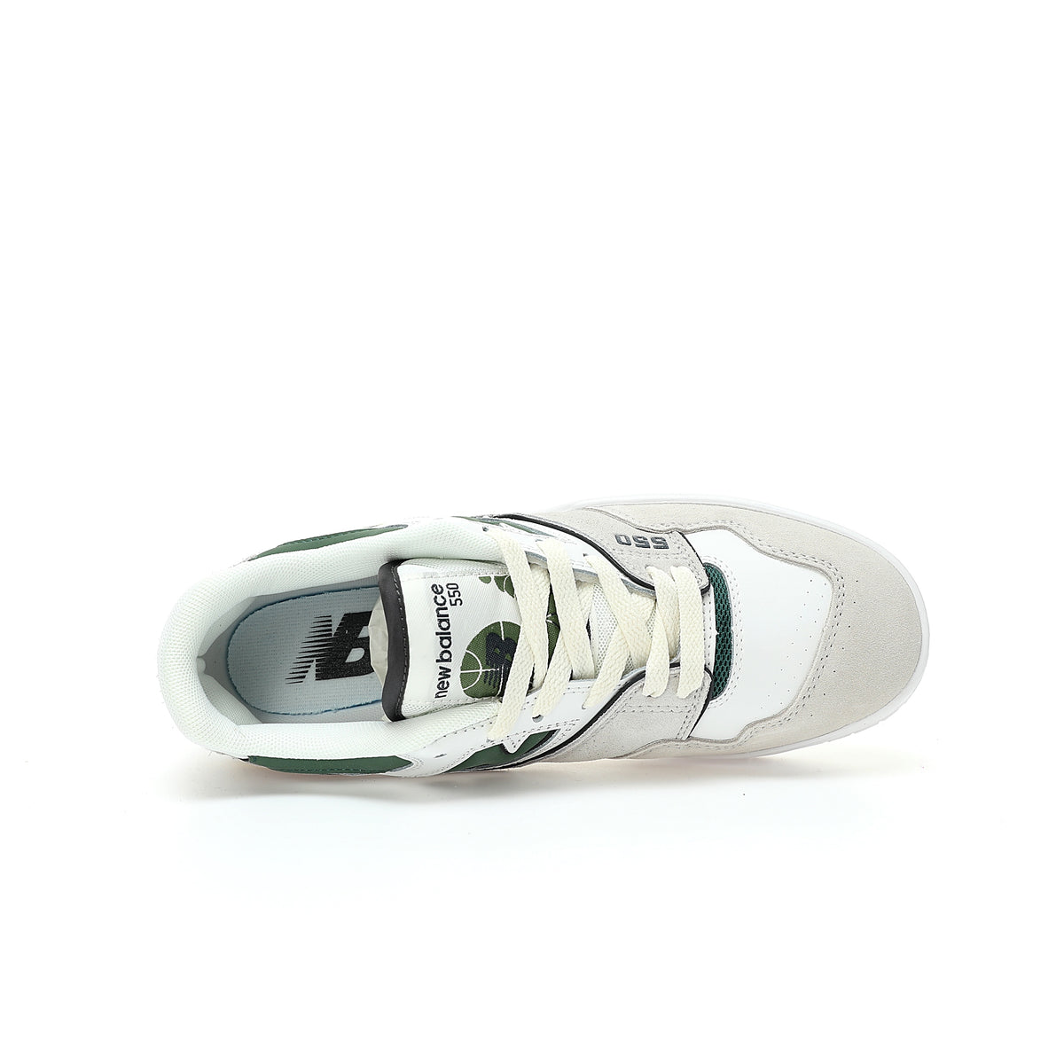 New Balance 550 White & Dark Green Retro Low-Top Lifestyle Sneakers