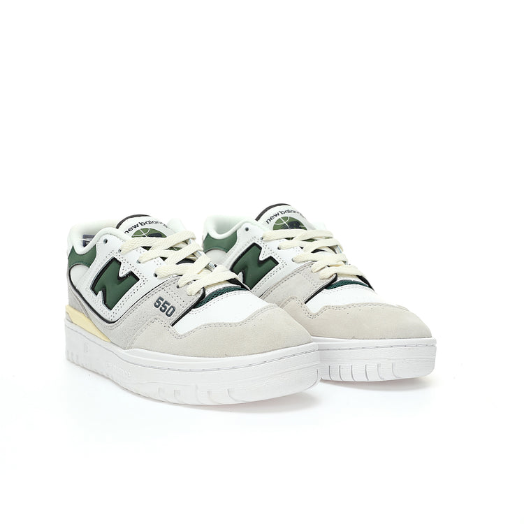 New Balance 550 White & Dark Green Retro Low-Top Lifestyle Sneakers