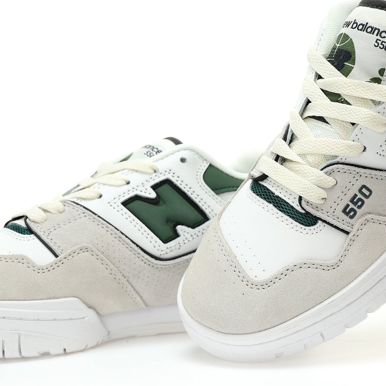 New Balance 550 White & Dark Green Retro Low-Top Lifestyle Sneakers