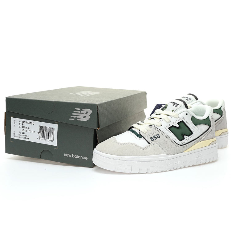 New Balance 550 White & Dark Green Retro Low-Top Lifestyle Sneakers