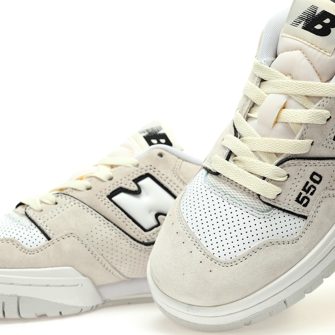 New Balance 550 Cream & White Retro Low-Top Lifestyle Sneakers