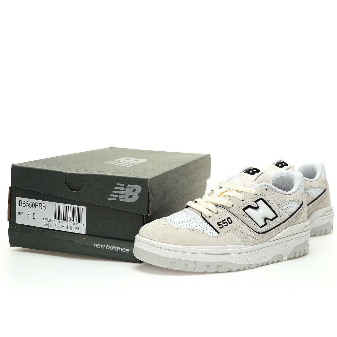 New Balance 550 Cream & White Retro Low-Top Lifestyle Sneakers