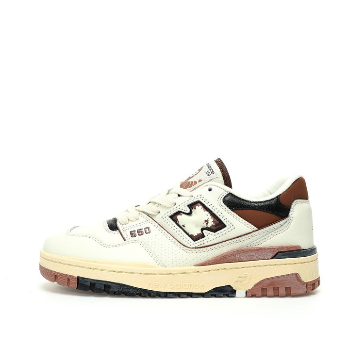New Balance 550 Cream & Burgundy Retro Low-Top Lifestyle Sneakers