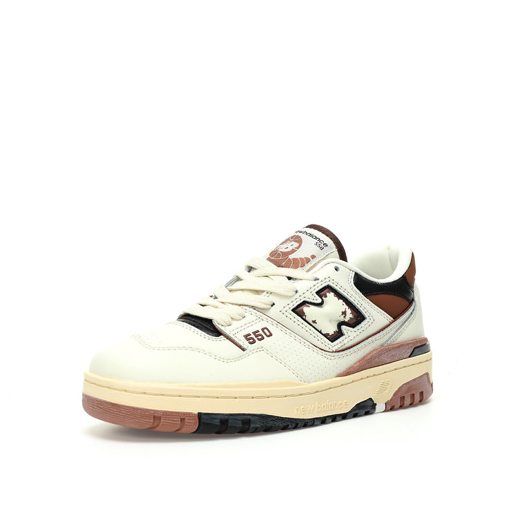 New Balance 550 Cream & Burgundy Retro Low-Top Lifestyle Sneakers