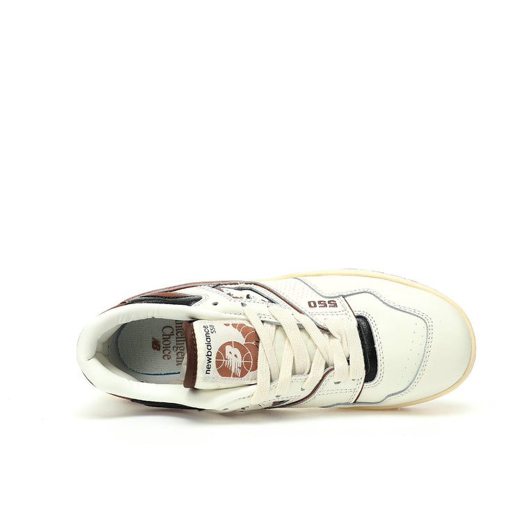 New Balance 550 Cream & Burgundy Retro Low-Top Lifestyle Sneakers