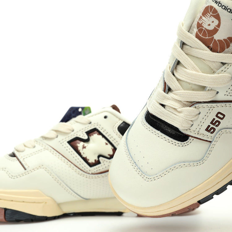 New Balance 550 Cream & Burgundy Retro Low-Top Lifestyle Sneakers