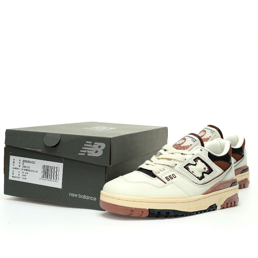 New Balance 550 Cream & Burgundy Retro Low-Top Lifestyle Sneakers