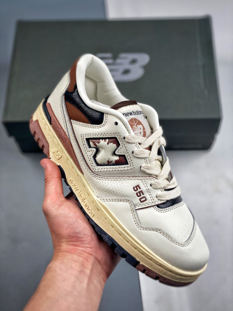 New Balance 550 in Cream & Burgundy – Retro Low-Top Court-Inspired Casual Sneakers