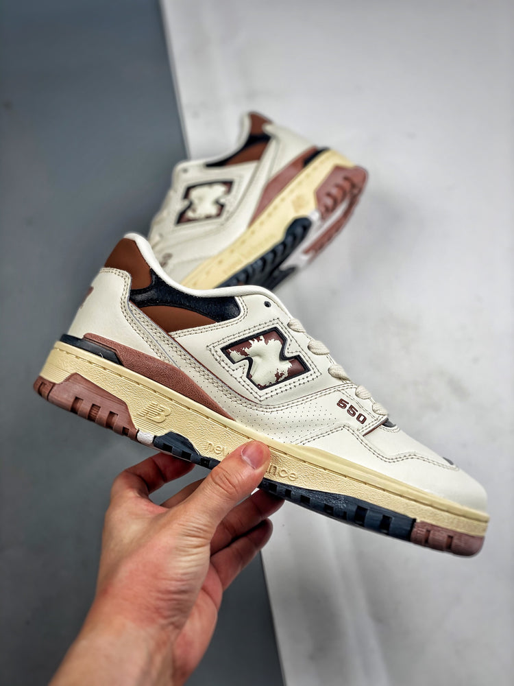 New Balance 550 in Cream & Burgundy – Retro Low-Top Court-Inspired Casual Sneakers