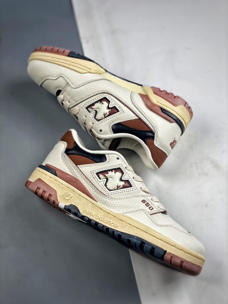 New Balance 550 in Cream & Burgundy – Retro Low-Top Court-Inspired Casual Sneakers