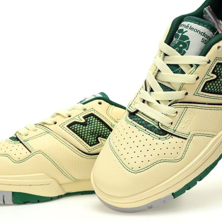 Aimé Leon Dore x New Balance 550 in Cream & Pine Green – Retro Low-Top Casual Sneakers