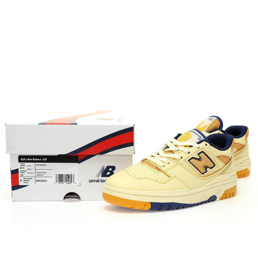 Aimé Leon Dore x New Balance 550 in Cream & Mustard – Retro Low-Top Casual Sneakers