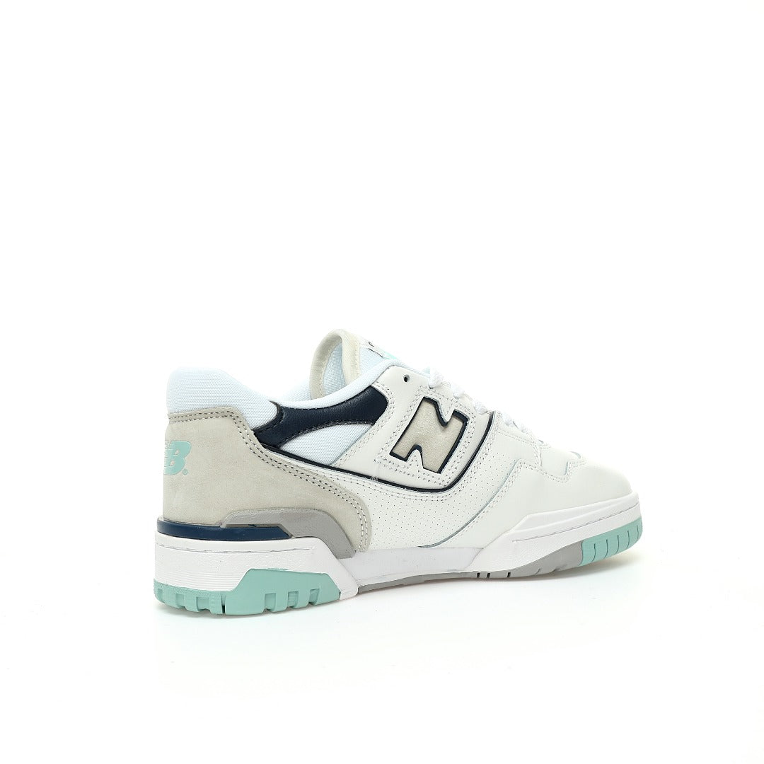 New Balance 550 in White, Navy & Mint – Retro Low-Top Court-Inspired Casual Sneakers