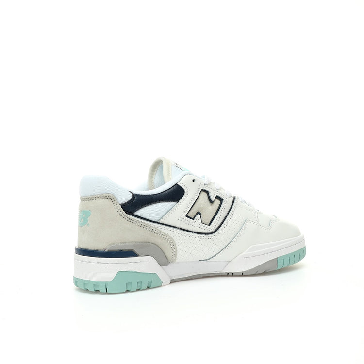 New Balance 550 in White, Navy & Mint – Retro Low-Top Court-Inspired Casual Sneakers