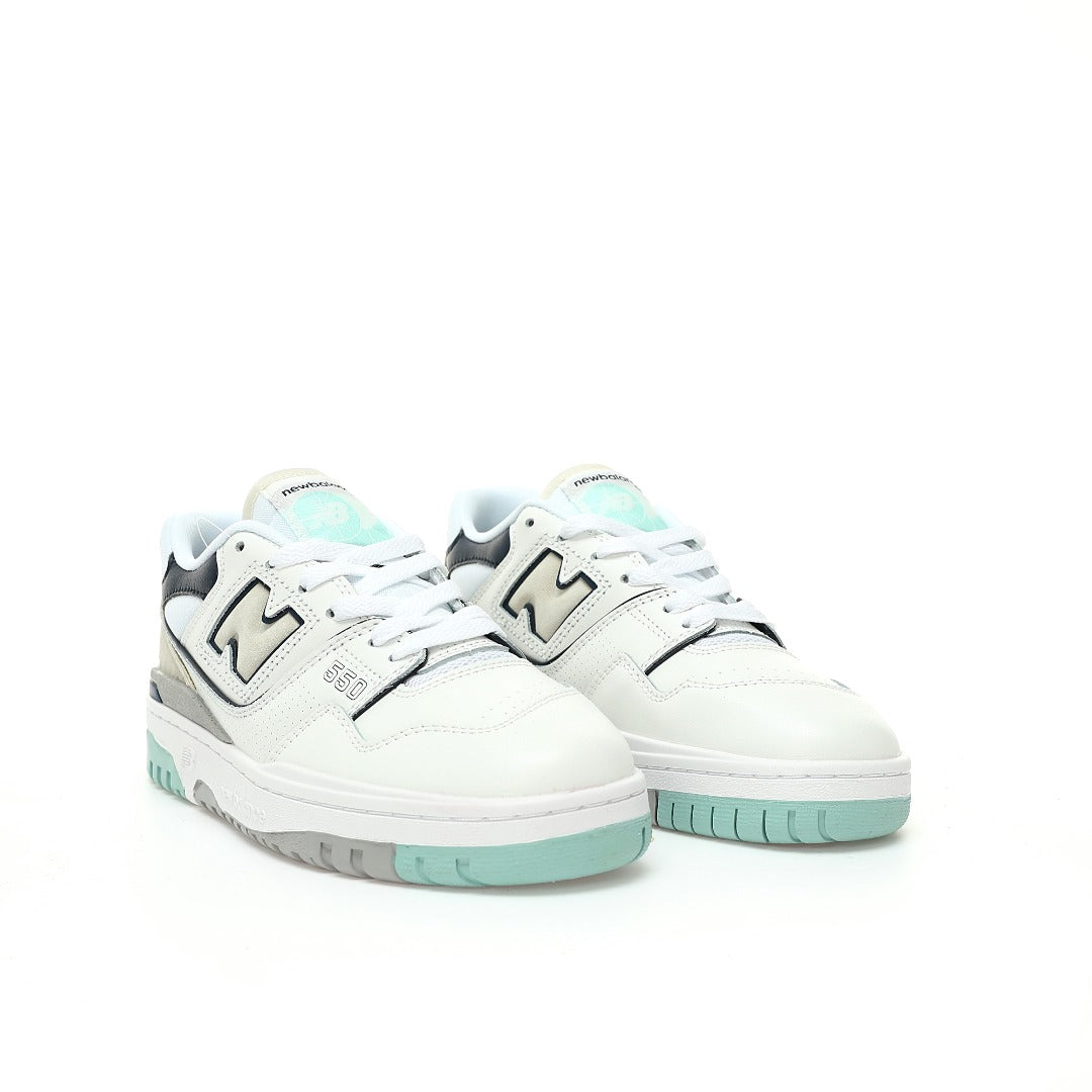 New Balance 550 in White, Navy & Mint – Retro Low-Top Court-Inspired Casual Sneakers