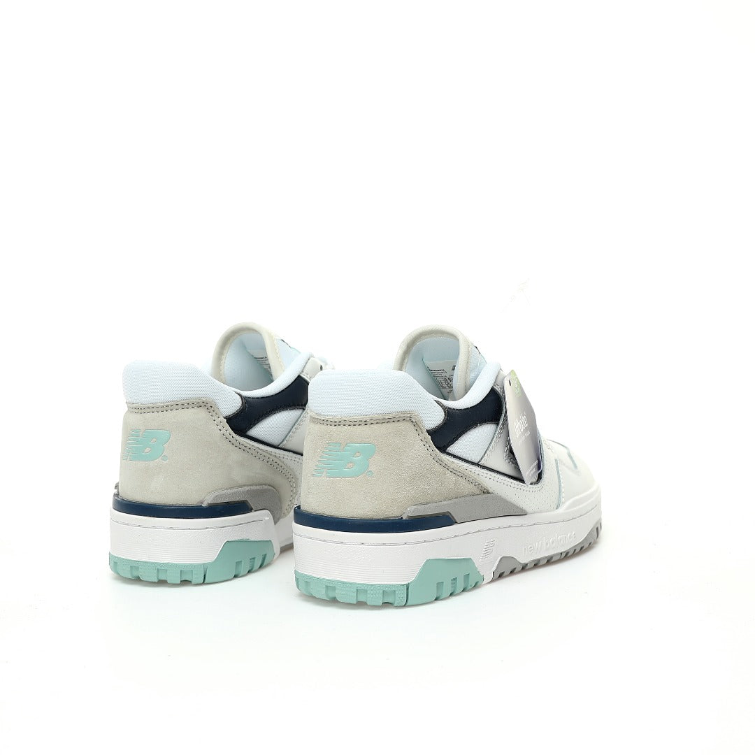 New Balance 550 in White, Navy & Mint – Retro Low-Top Court-Inspired Casual Sneakers