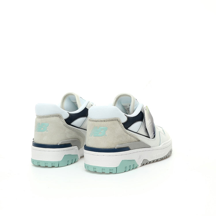 New Balance 550 in White, Navy & Mint – Retro Low-Top Court-Inspired Casual Sneakers