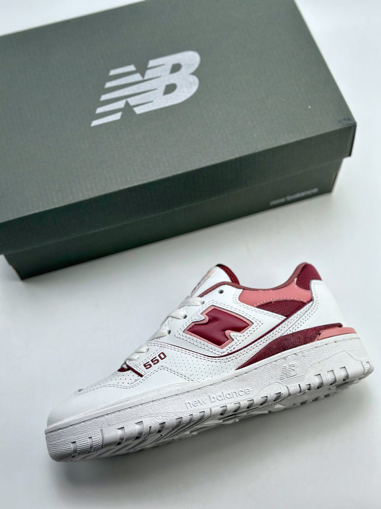 New Balance 550 in White & Burgundy – Retro Low-Top Court-Inspired Casual Sneakers