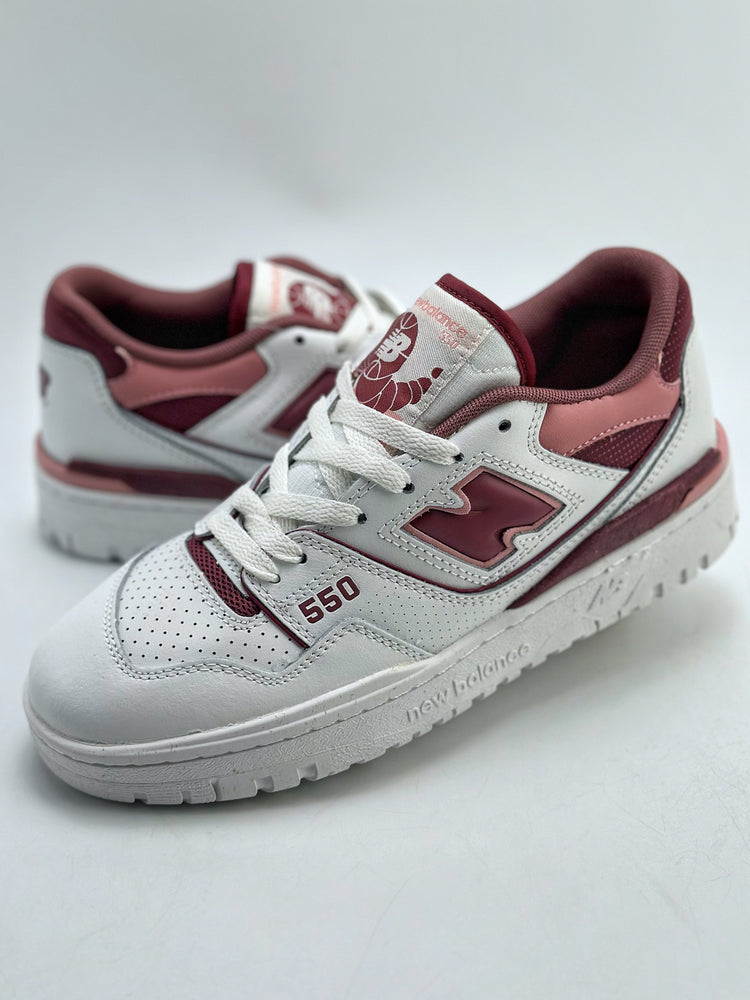 New Balance 550 in White & Burgundy – Retro Low-Top Court-Inspired Casual Sneakers