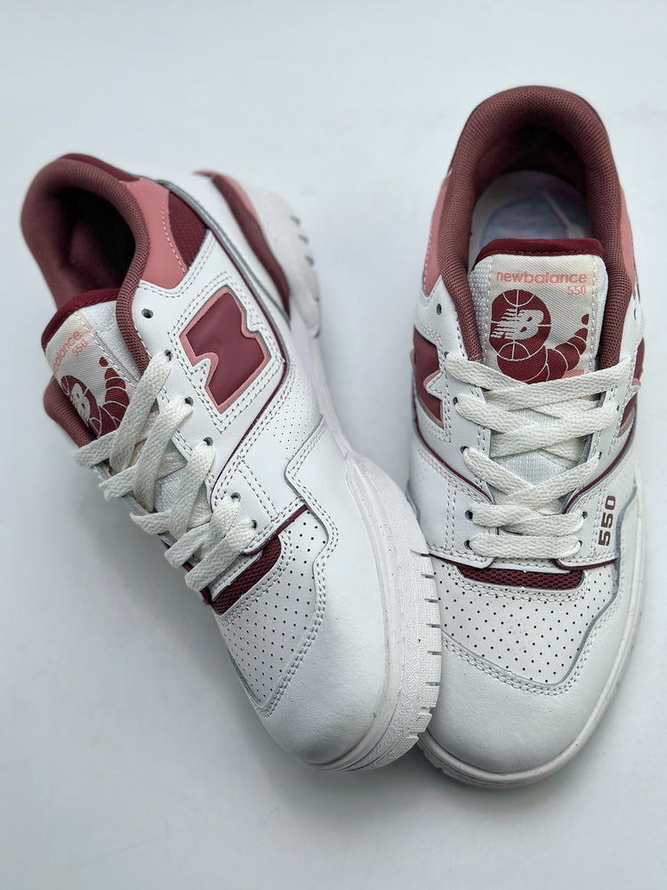 New Balance 550 in White & Burgundy – Retro Low-Top Court-Inspired Casual Sneakers