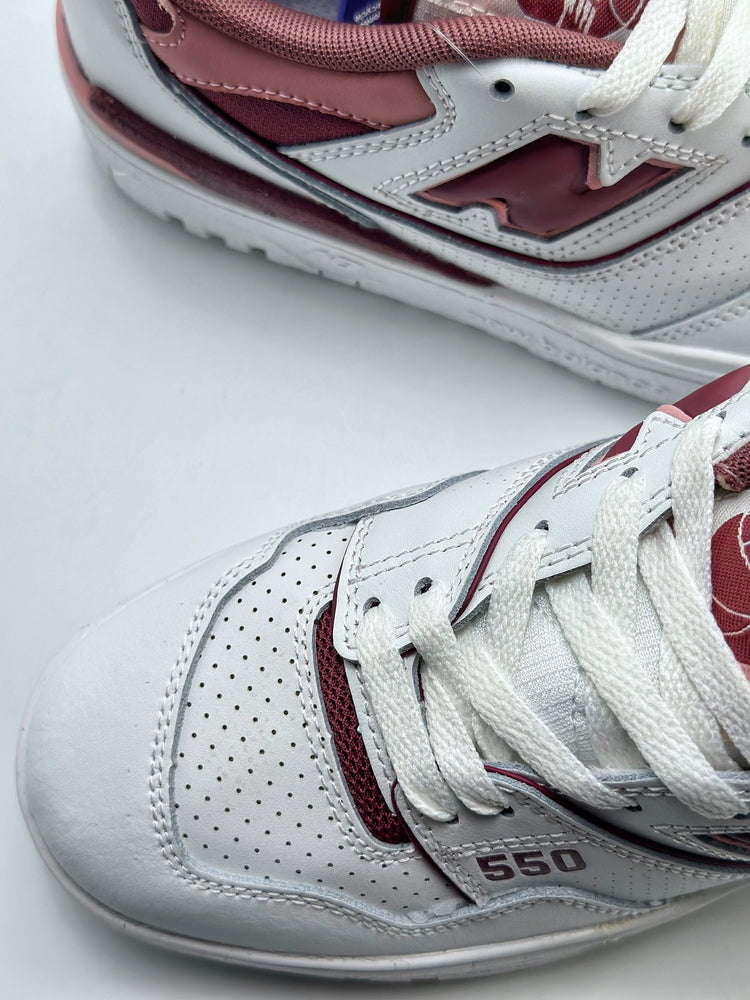 New Balance 550 in White & Burgundy – Retro Low-Top Court-Inspired Casual Sneakers