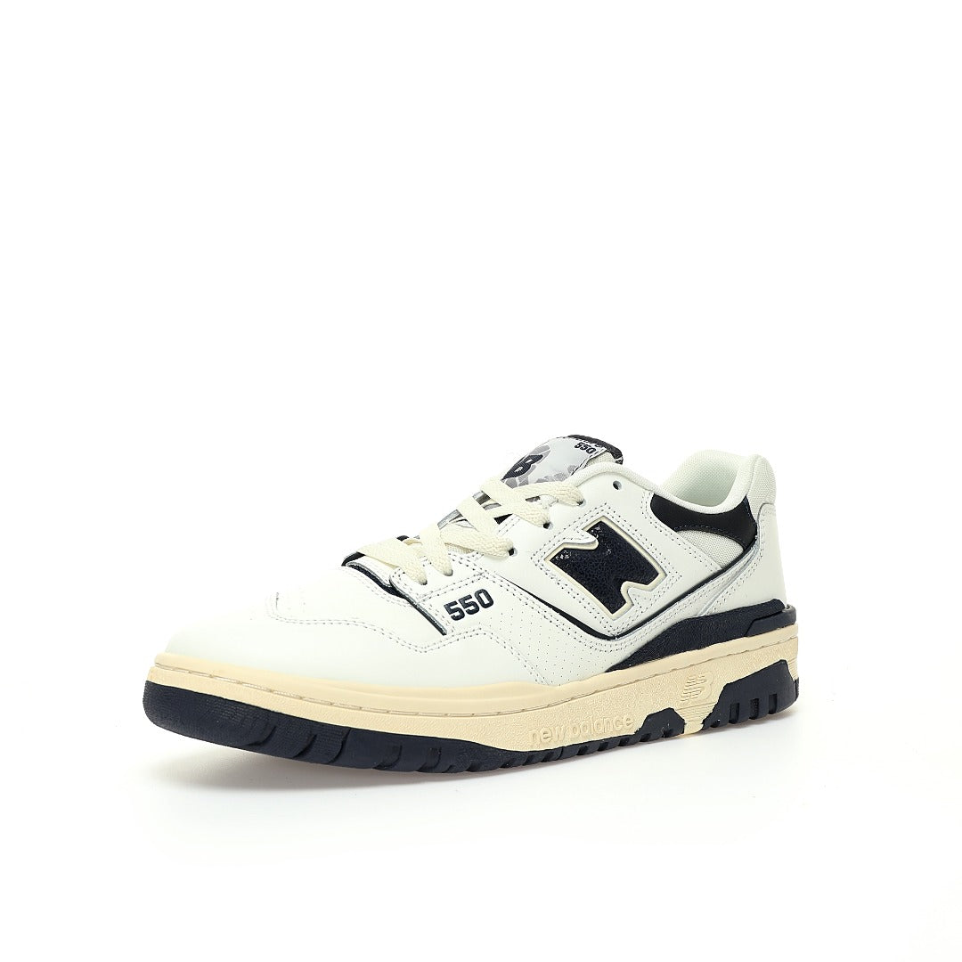 New Balance 550 in Cream & Black – Retro Low-Top Court-Inspired Casual Sneakers