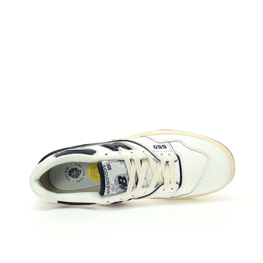 New Balance 550 in Cream & Black – Retro Low-Top Court-Inspired Casual Sneakers