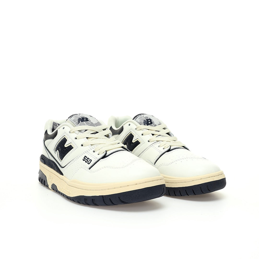 New Balance 550 in Cream & Black – Retro Low-Top Court-Inspired Casual Sneakers