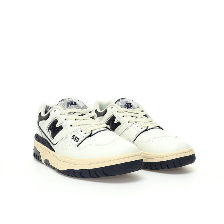 New Balance 550 in Cream & Black – Retro Low-Top Court-Inspired Casual Sneakers