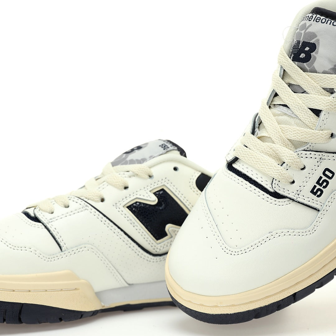 New Balance 550 in Cream & Black – Retro Low-Top Court-Inspired Casual Sneakers