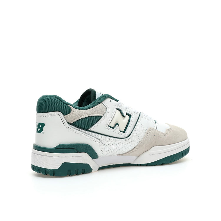 New Balance 550 in White, Grey & Deep Green – Retro Low-Top Court-Inspired Casual Sneakers