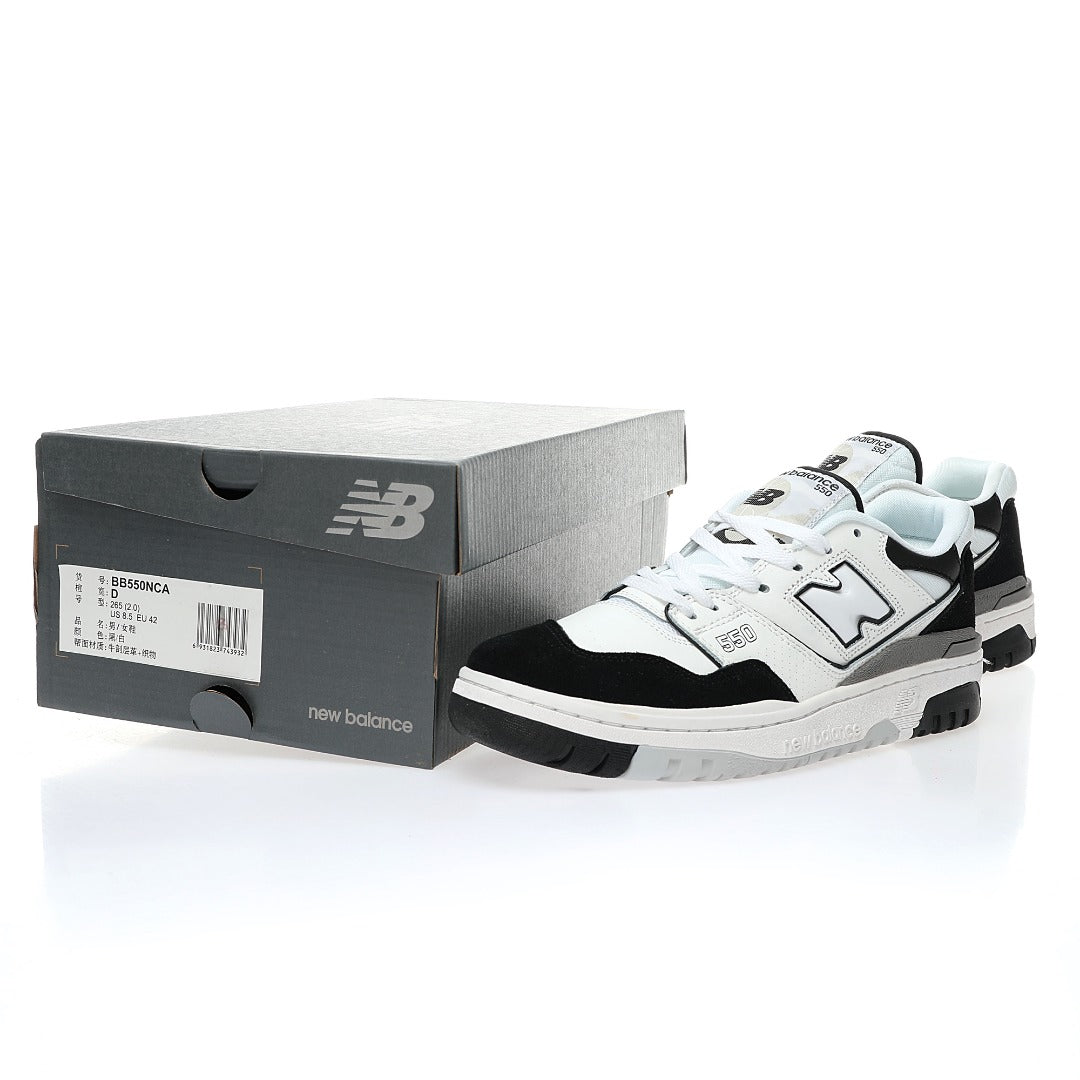 New Balance 550 in White, Grey & Deep Green – Retro Low-Top Court-Inspired Casual Sneakers