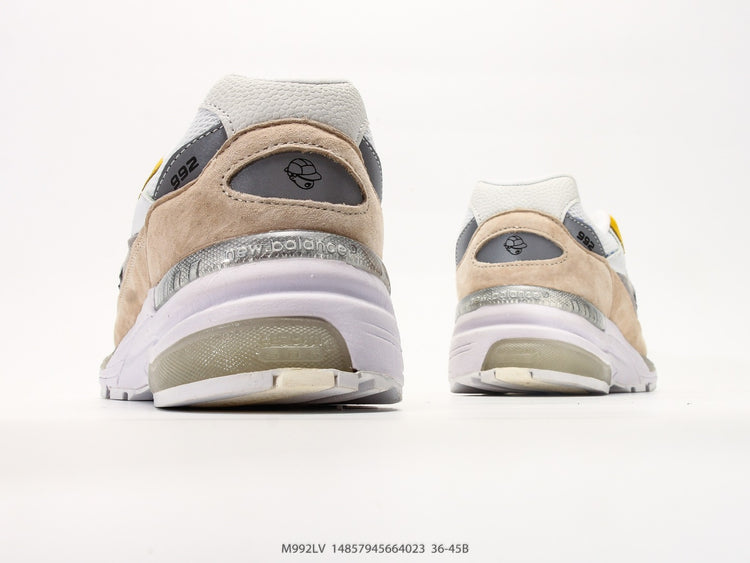 New Balance 992 in Beige, Grey & Yellow – Retro Running-Inspired Low-Top Sneakers for Casual Streetwear