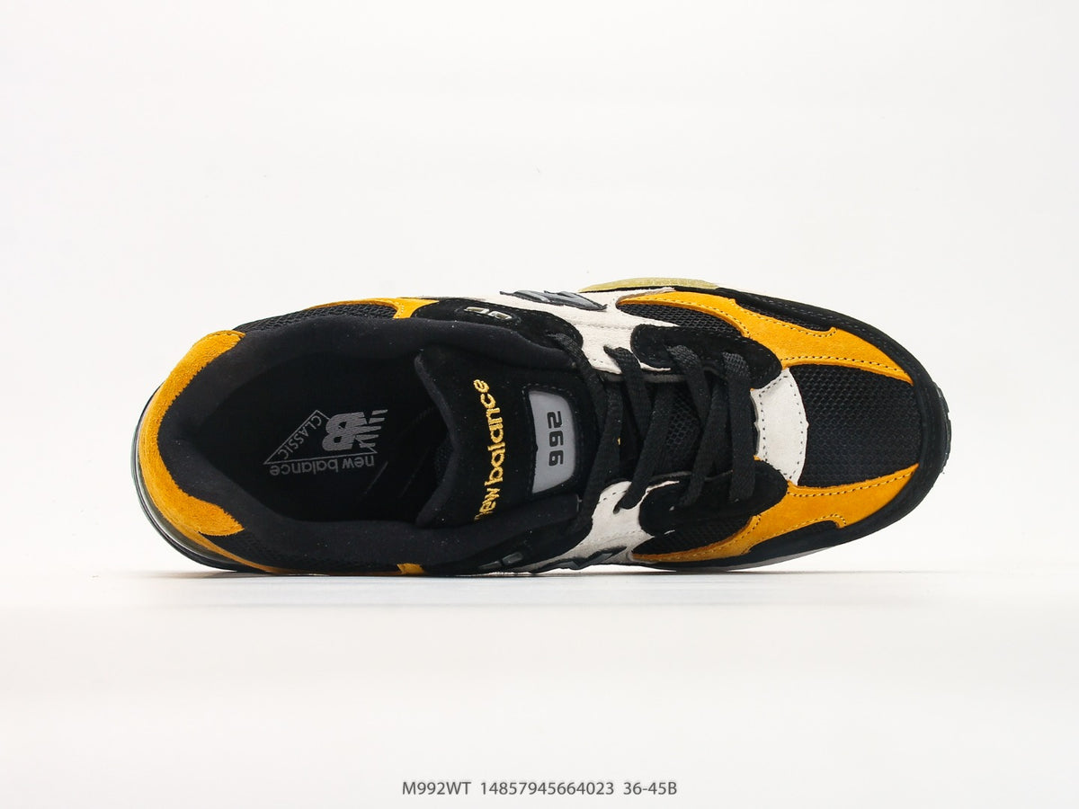 New Balance 992 in Black, Yellow & Grey – Retro Running-Inspired Low-Top Sneakers for Casual Streetwear