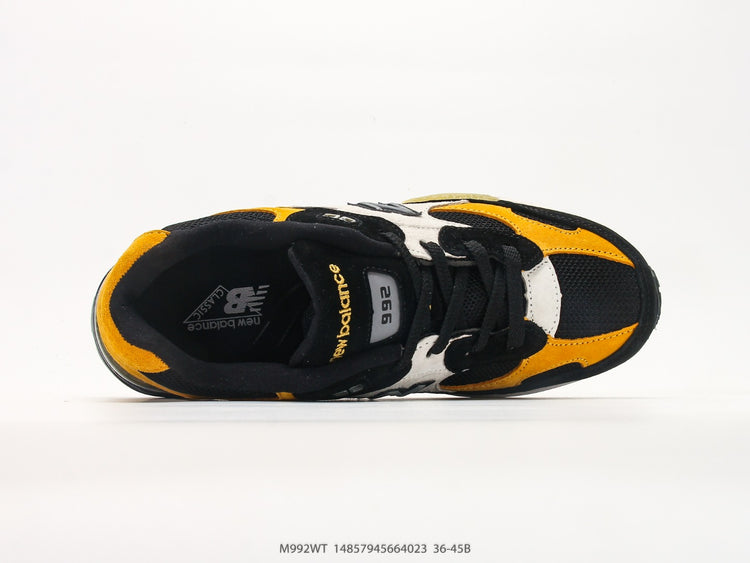 New Balance 992 in Black, Yellow & Grey – Retro Running-Inspired Low-Top Sneakers for Casual Streetwear