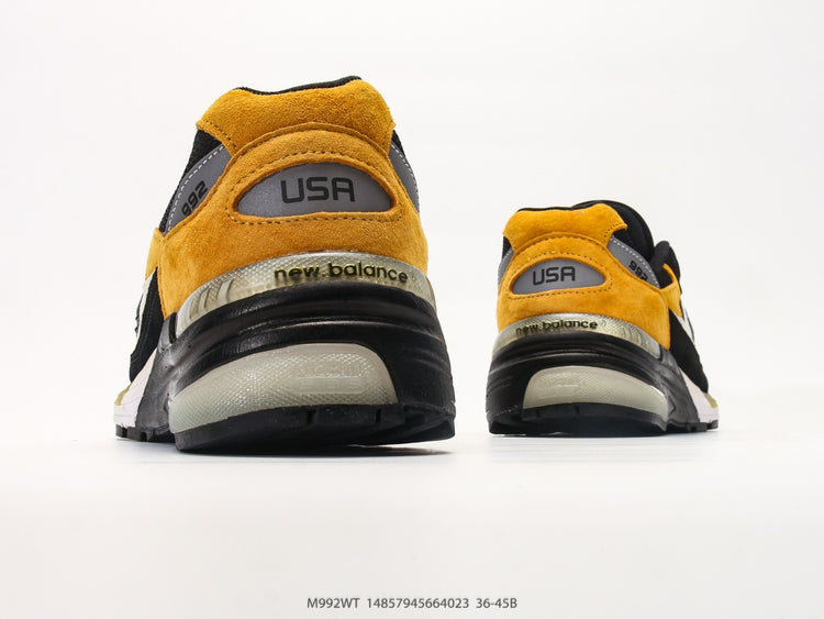 New Balance 992 in Black, Yellow & Grey – Retro Running-Inspired Low-Top Sneakers for Casual Streetwear