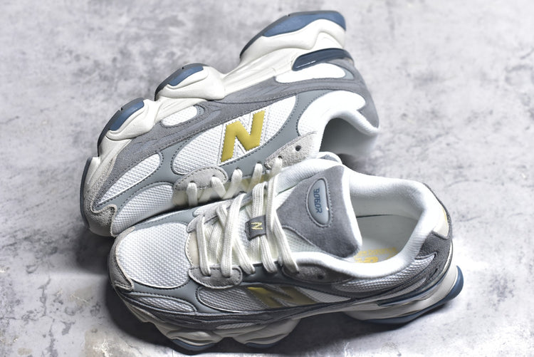 New Balance 9060 in Grey & White – Retro Chunky Low-Top Sneakers for Casual Streetwear